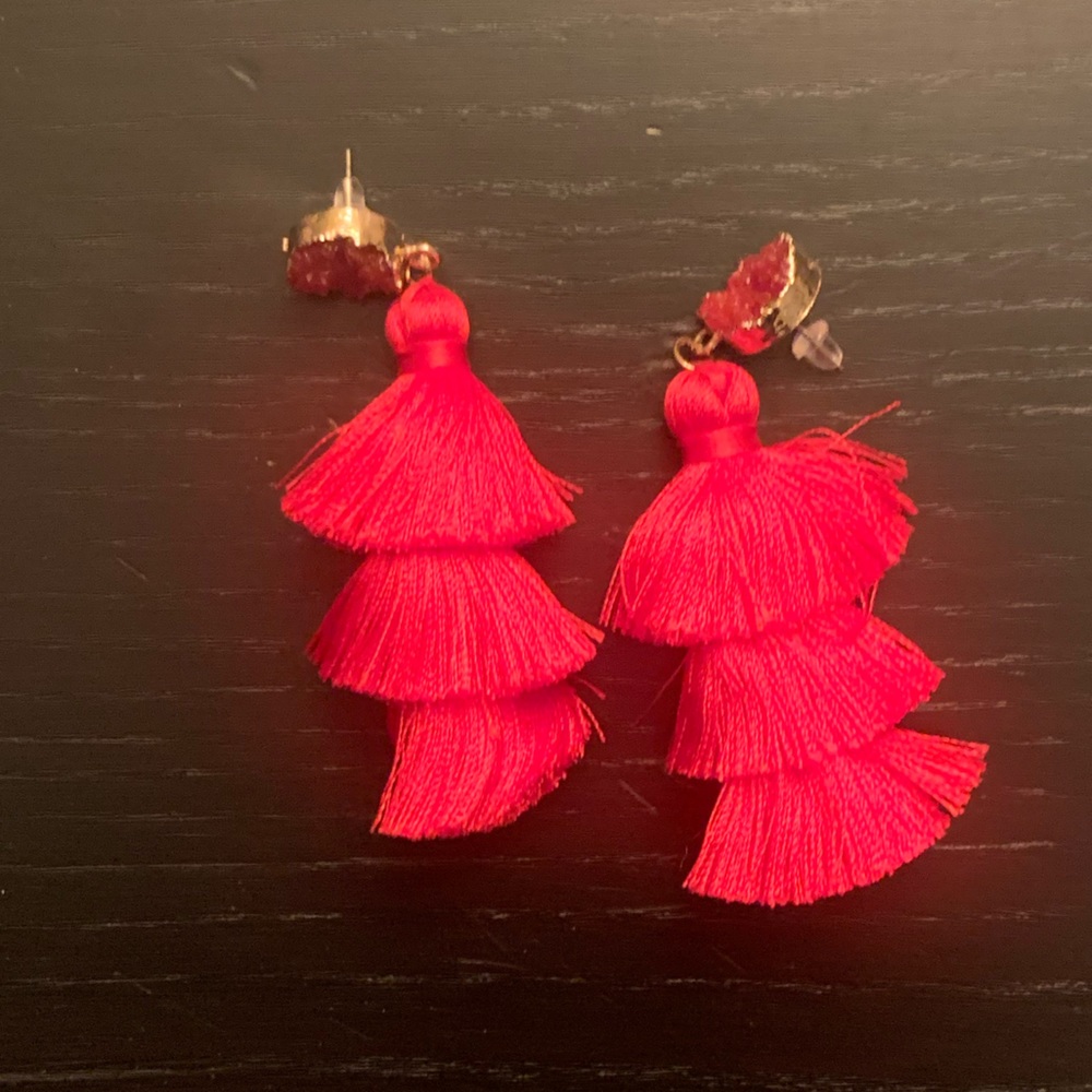 Red Tassel Earrings